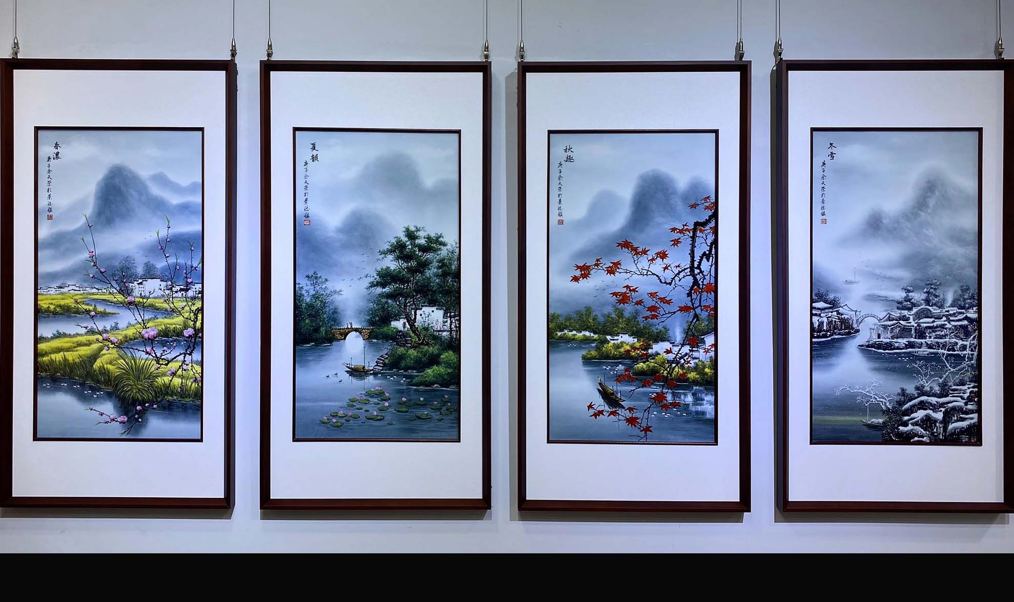 景德镇陶瓷绘画：四季风光